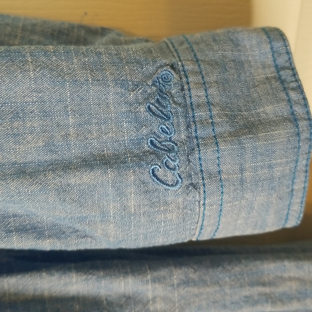 Cabela's Blue Denim Long Sleeve Chambray Shirt Dress Size Small Petite - Picture 4 of 12